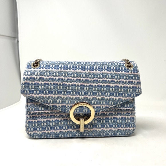 Sandro Handbags - Like new sandro yza tweed clutch blue white crossbody